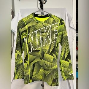 Youth XL Nike Neon Green & Black DriFit Compression shirt long sleeve